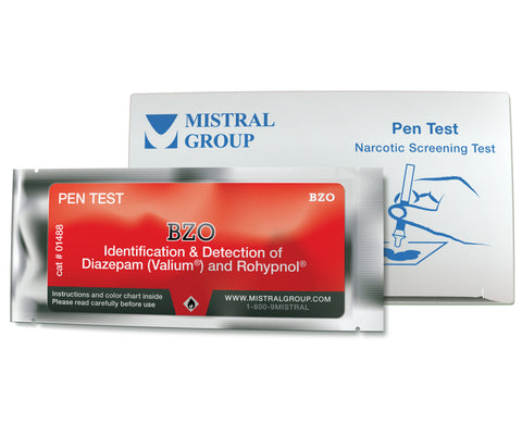 BZO. The Benzodiazepine Identification Pen Test from Mistral is an individual ampoule-based, hand-held colorimetric drug detection and drug identification test for benzodiazepine