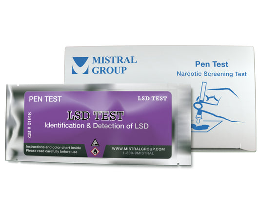 The LSD Identification PenTest from Mistral is an individual ampoule-based, hand-held colorimetric drug detection and drug identification test for LSD.