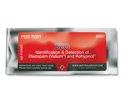 BZO. The Benzodiazepine Identification Pen Test from Mistral is an individual ampoule-based, hand-held colorimetric drug detection and drug identification test for benzodiazepine