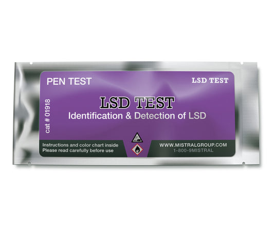 The LSD Identification PenTest from Mistral is an individual ampoule-based, hand-held colorimetric drug detection and drug identification test for LSD.