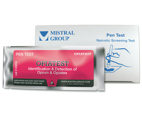 The Opiate Identification Pen Test from Mistral is an individual ampoule-based, hand-held colorimetric drug detection and drug identification test for opiates. 