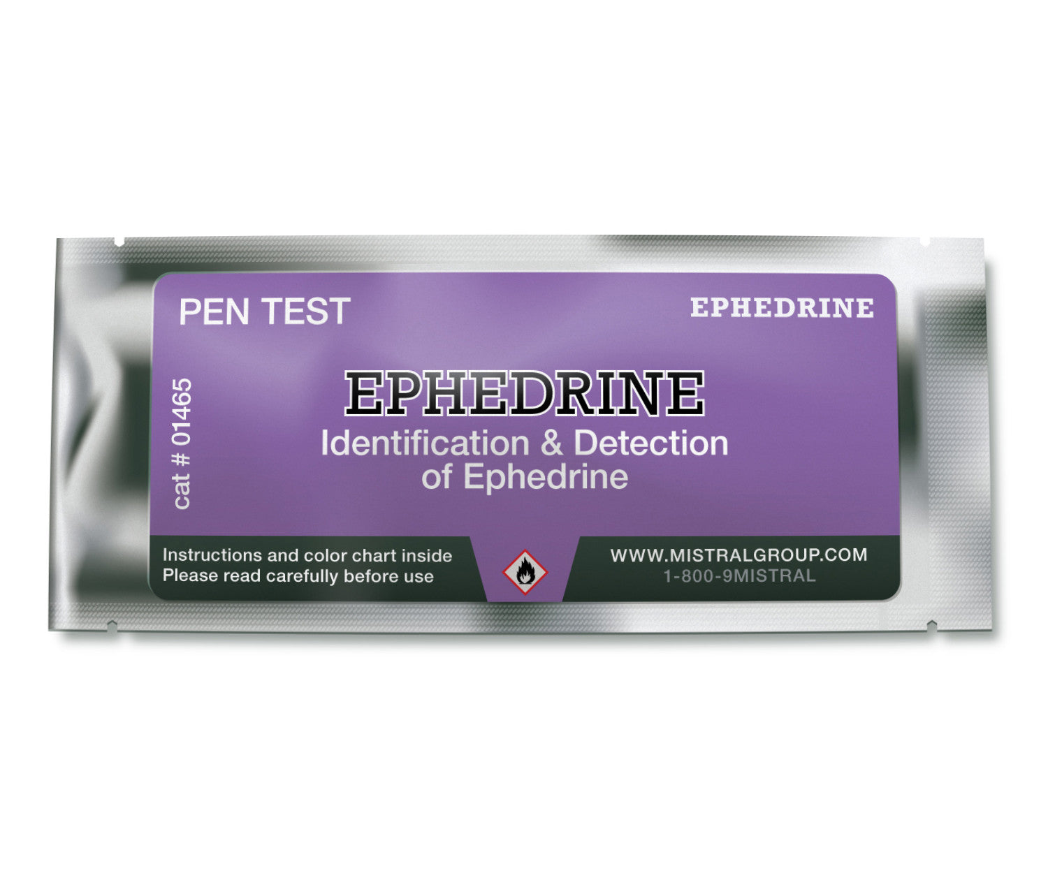 The Ephedrine Identification Pen Test from Mistral is an individual ampoule-based, hand-held colorimetric drug detection and drug identification test for ephedrine.