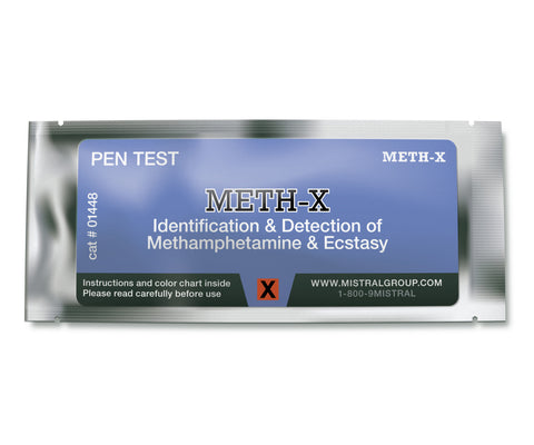 The Meth-X Identification Pen Test from Mistral is an individual ampoule-based, hand-held colorimetric drug detection and drug identification test for meth and ecstasy.